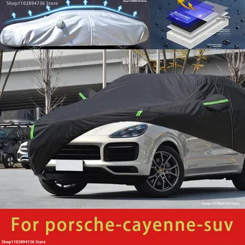  Для Porsche Cayenne Подходят автомобильные чехлы для защиты от снега, солнцезащитный козырек, водонепроницаемый Пылезащитный Внешний черный автомобильный чехол