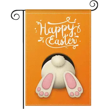  Счастливый Пасхальный кролик, Маленький садовый флаг, яйцо, Вертикальная двусторонняя мешковина, Сезонная весна, уличный декор во дворе, 12x18 дюймов, праздник