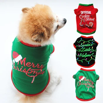  Рождественский жилет для собак, Хлопчатобумажная рубашка для щенков, Санта Клаус, Снеговик, одежда для косплея для домашних животных на Новый год, Рождество
