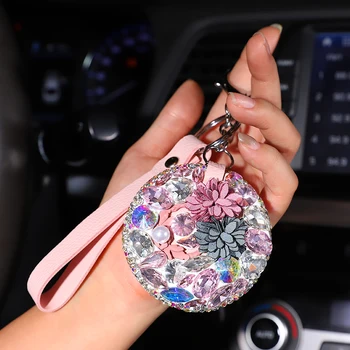  Прекрасное Зеркало для макияжа Подвеска Цветочный Автомобильный Брелок для ключей с кристаллами для женщин и девочек Хороший подарок